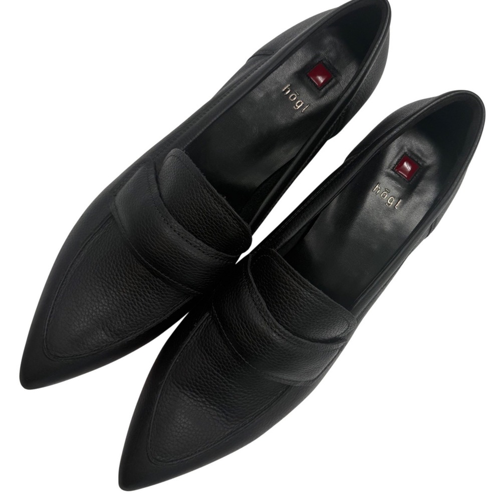 Hogl Black Pebbled Leather Pointed Toe Penny Loafers Flats UK Size 7 US size 9.5